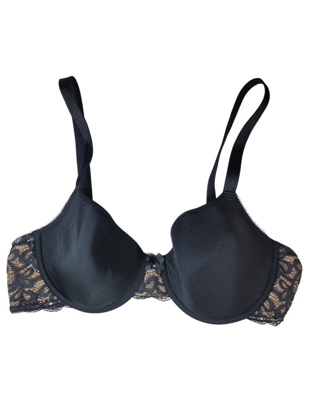Wacoal All Dressed Up T Shirt Bra Black 38B Lined Underwire Seamless 853166 CF